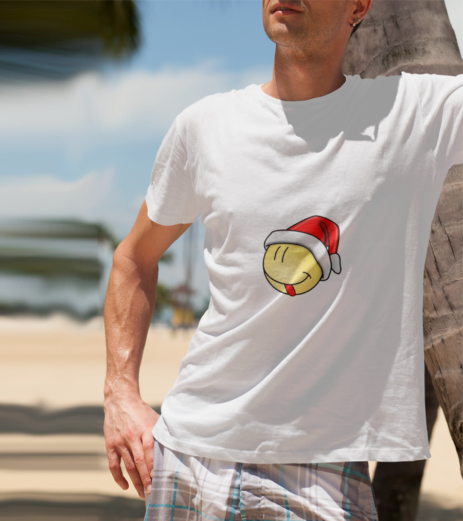 Christmas Smile Santa Hat Emoji T-Shirt