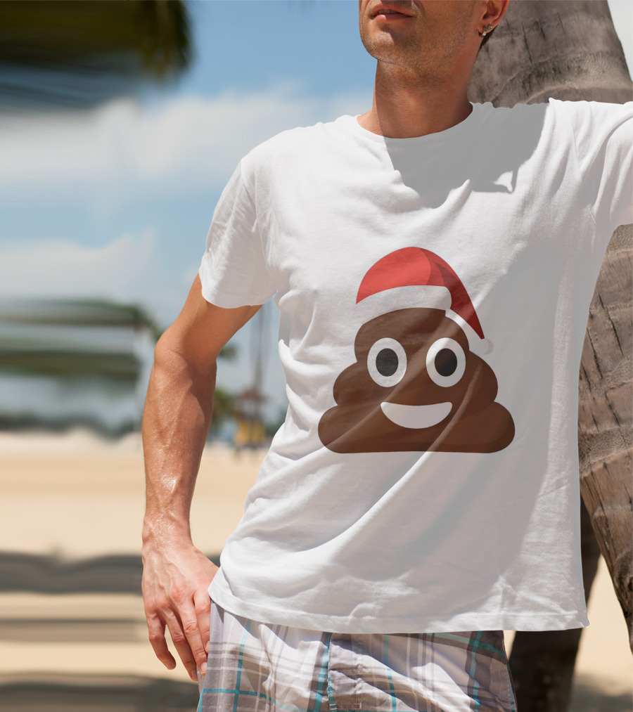 Funny Santa Poopy Emoji Holiday Humor T-Shirt