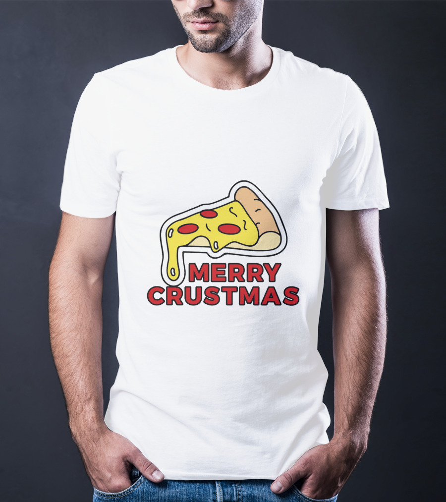 Merry Crustmas Pizza Slice Festive Holiday Play On Words T-Shirt