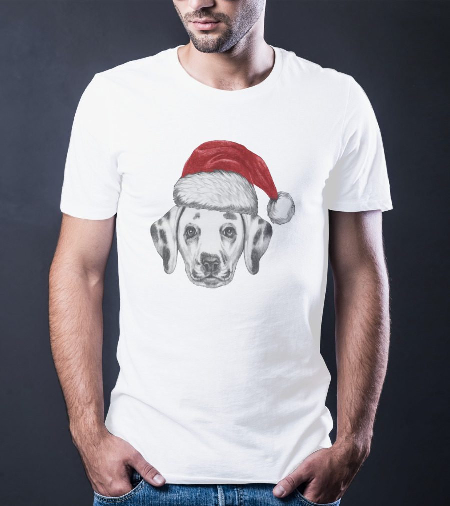 Santa Dog Adorable Holiday Canine Wearing Red Santa Hat T-Shirt