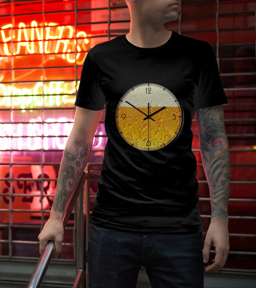 Beer Clock With Bubble Texture T-Shirt