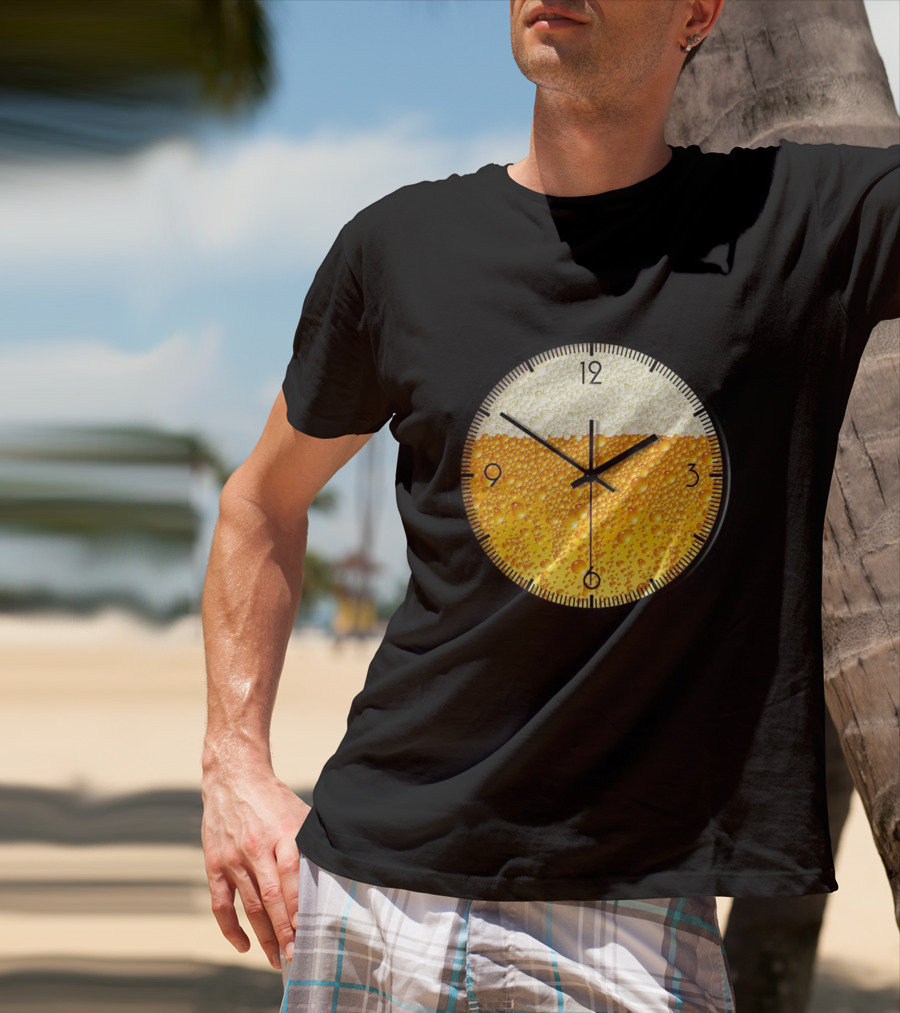 Beer Clock With Bubble Texture T-Shirt