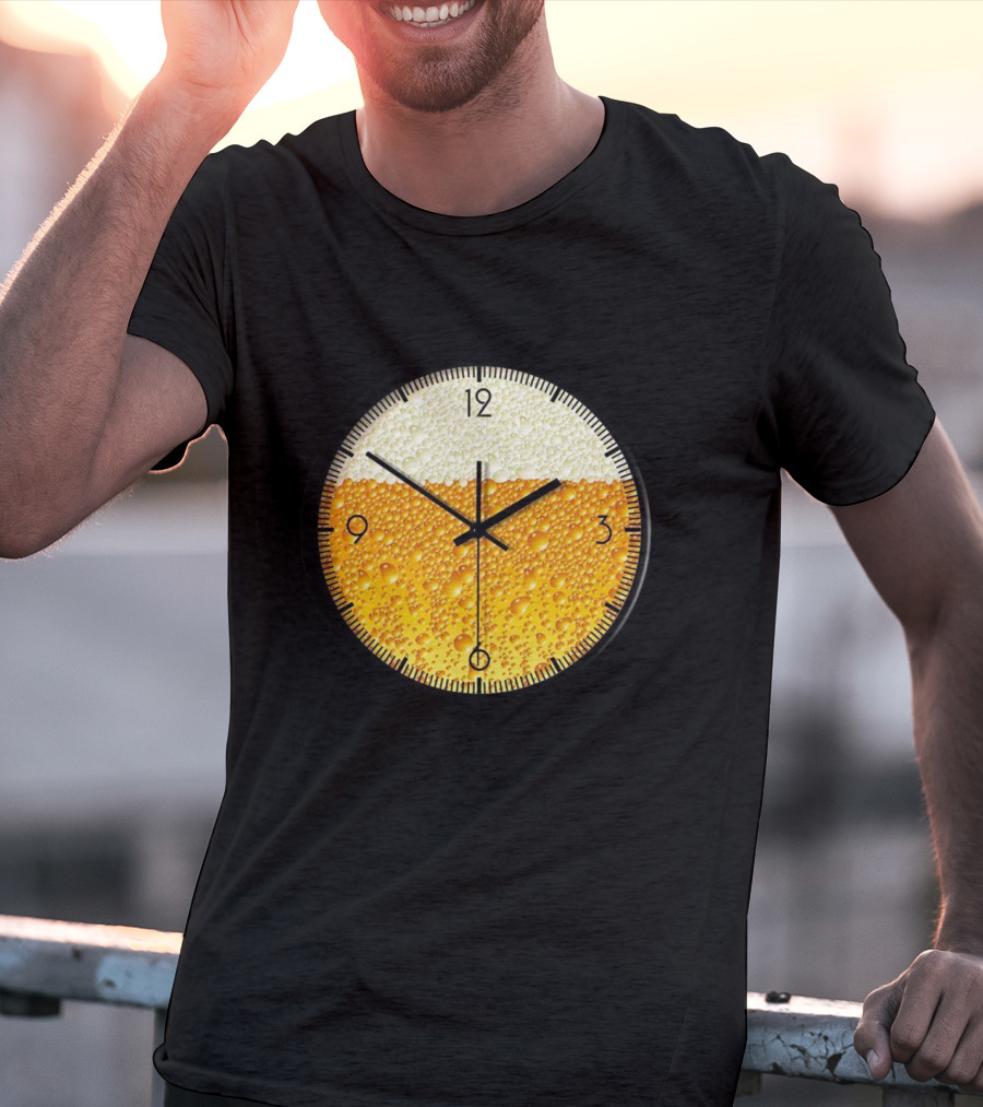 Beer Clock With Bubble Texture T-Shirt