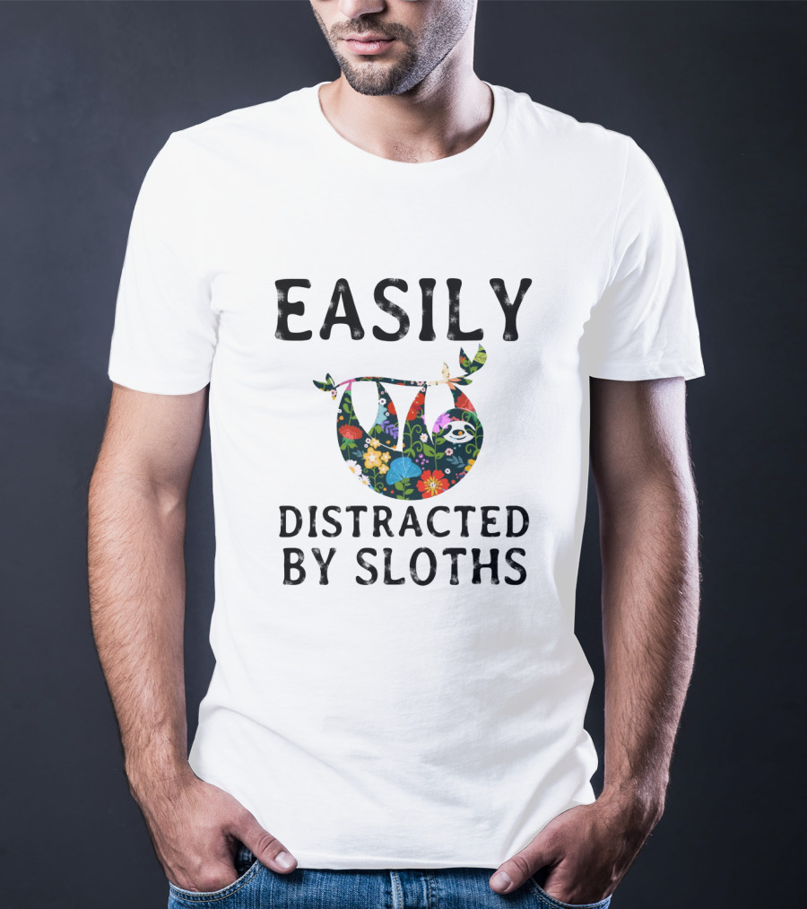 Easily Distracted By Sloths Floral T-Shirt