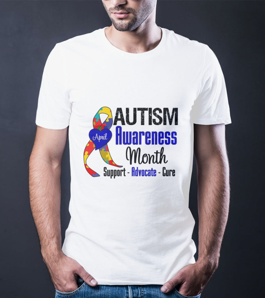 Autism Awareness Month April Support Advocate Cure Puzzle T-Shirt