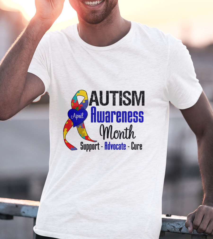 Autism Awareness Month April Support Advocate Cure Puzzle T-Shirt
