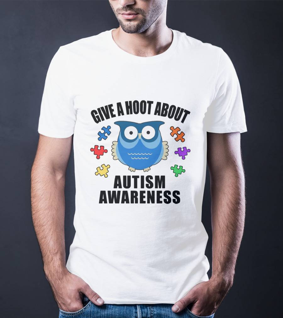 Give A Hoot About Autism Awareness With Owl And Colorful Puzzle Pieces T-Shirt
