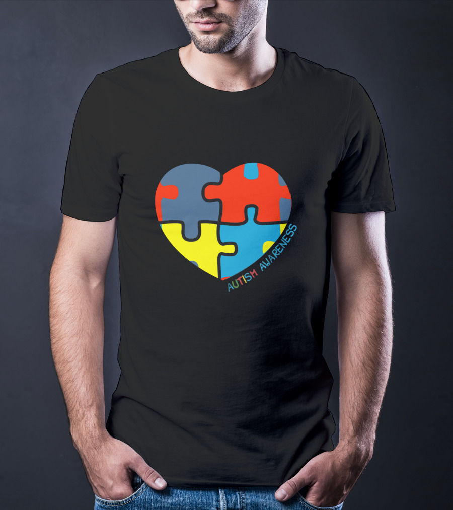 Autism Awareness Love Heart Puzzle Piece T-Shirt