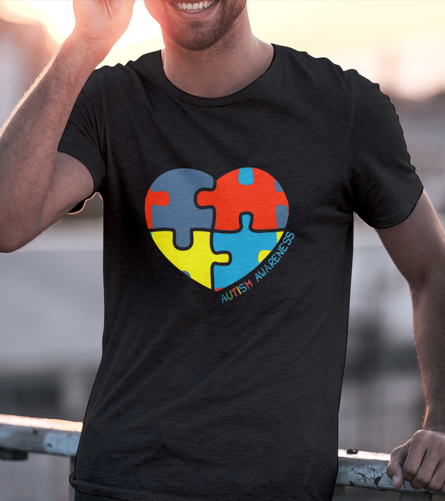 Autism Awareness Love Heart Puzzle Piece T-Shirt