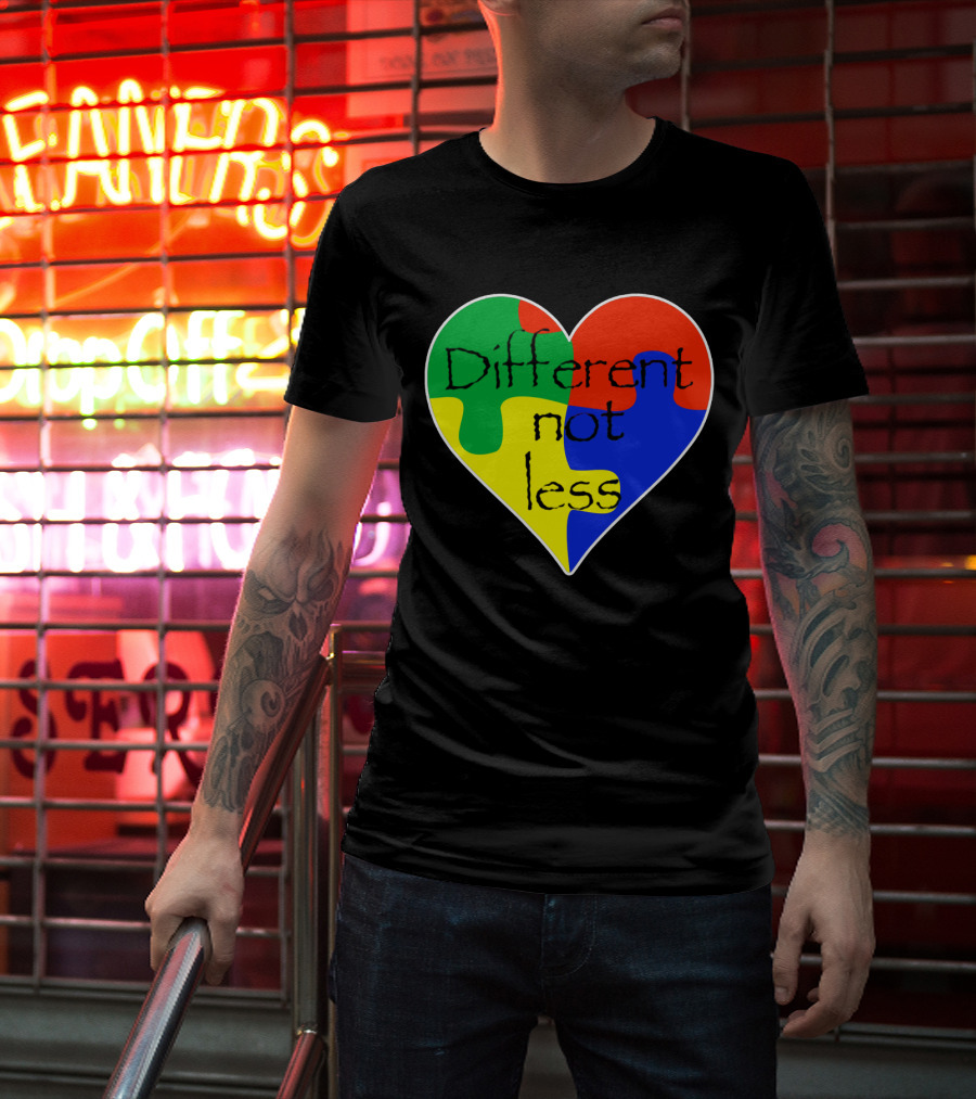 Different Not Less Heart Puzzle Autism Awareness T-Shirt