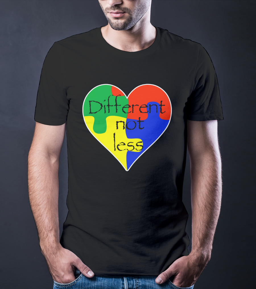 Different Not Less Heart Puzzle Autism Awareness T-Shirt