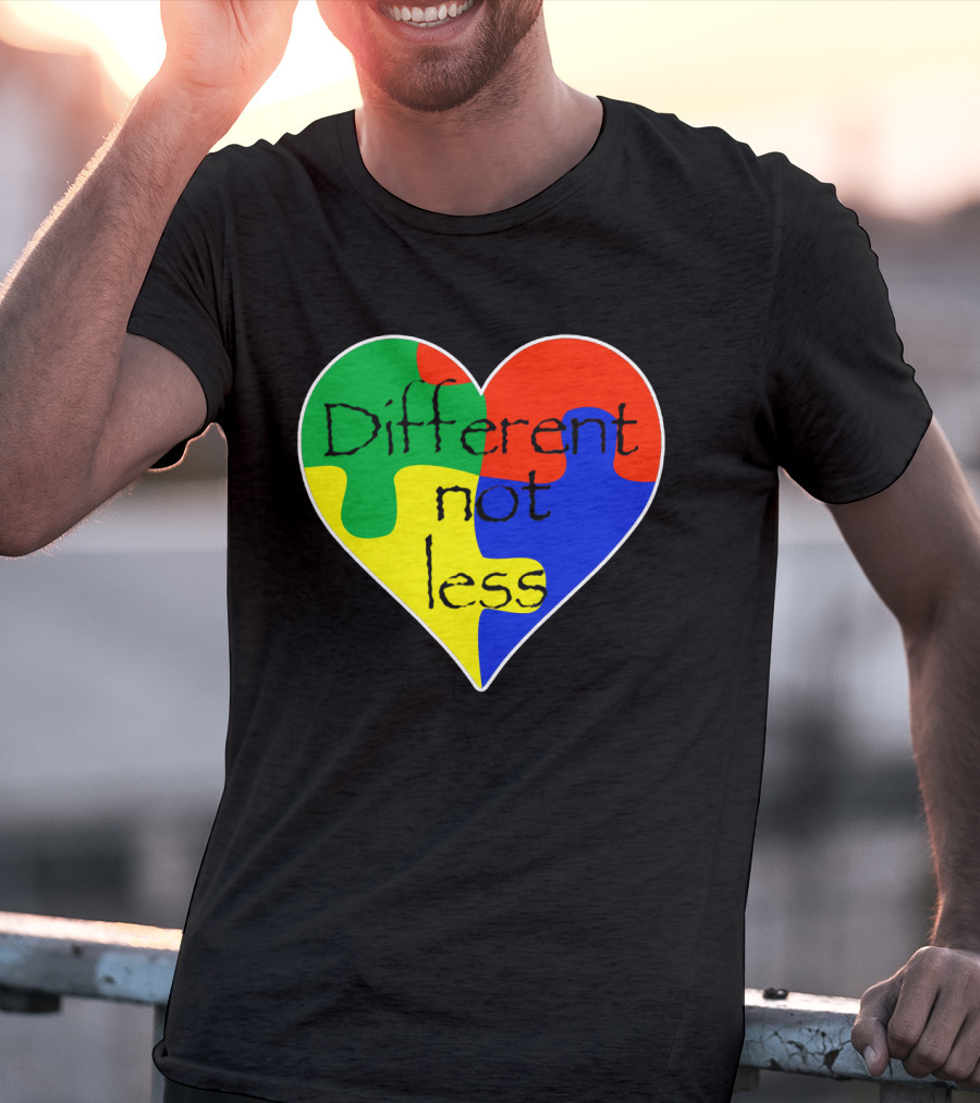 Different Not Less Heart Puzzle Autism Awareness T-Shirt