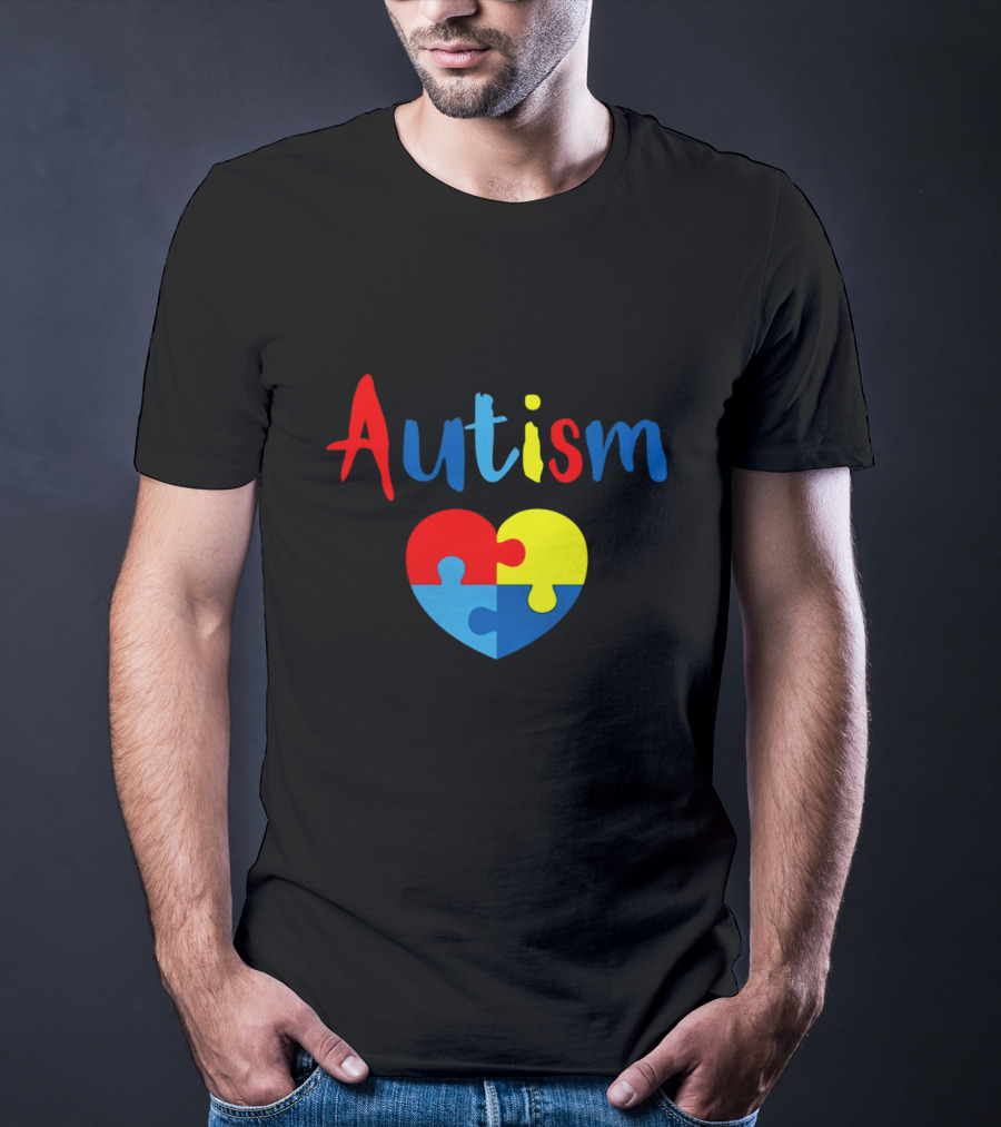 Autism Puzzle Heart Multicolor Design Awareness T-Shirt