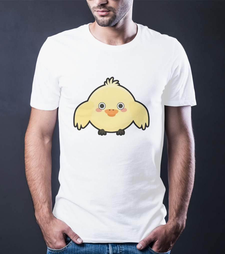 Kawaii Chick Cute Yellow Cartoon Chicken With Big Eyes And Blushy Cheeks T-Shirt
