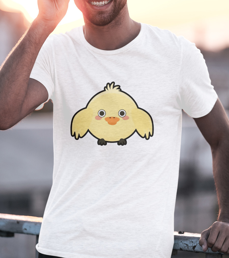 Kawaii Chick Cute Yellow Cartoon Chicken With Big Eyes And Blushy Cheeks T-Shirt