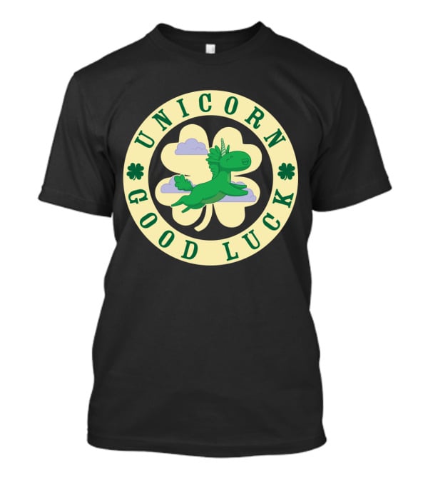 Unicorn Good Luck Clover Cloud Emblem T-Shirt