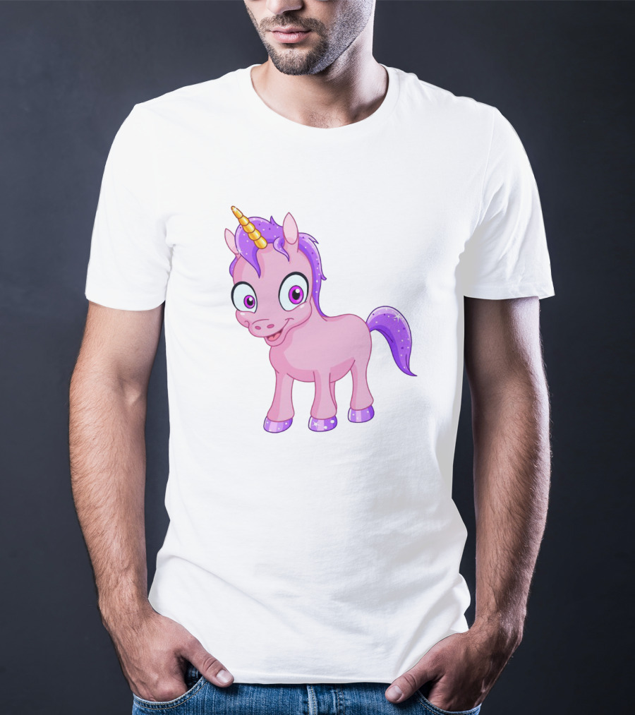 Pink Pony Unicorn With Purple Mane And Sparkling Horn T-Shirt