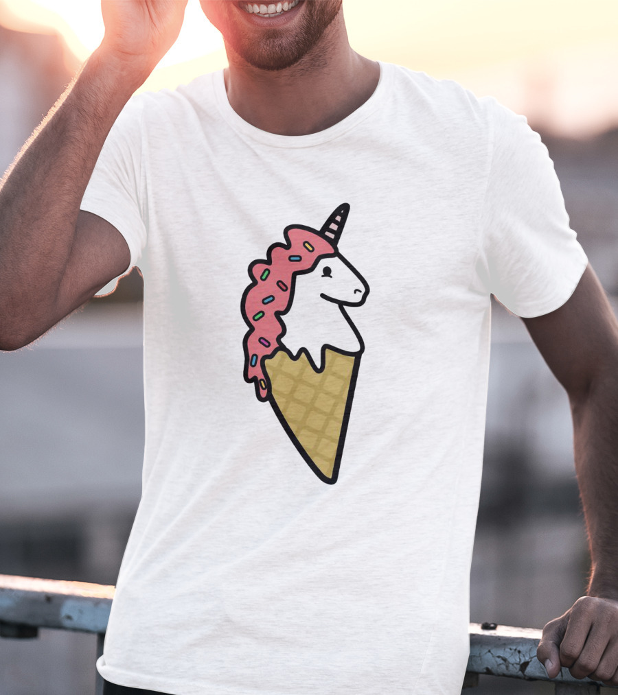 Kawaii Strawberry Unicorn Cone With Sprinkles In Pastel T-Shirt