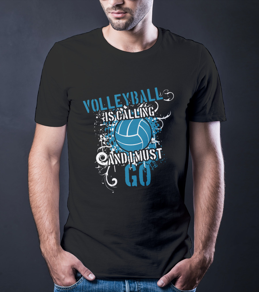 Volleyball Is Calling And I Must Go Blue Splatter T-Shirt