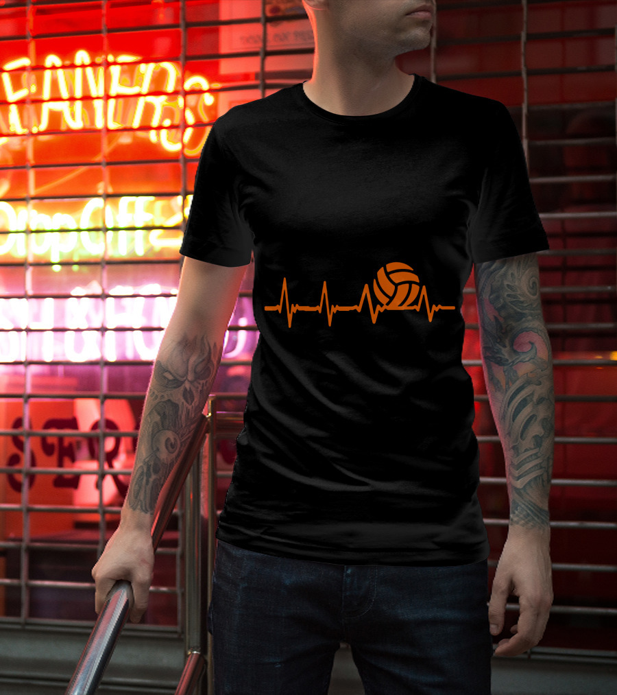 Volleyball Heartbeat With Volleyball Beats Iconic Orange T-Shirt