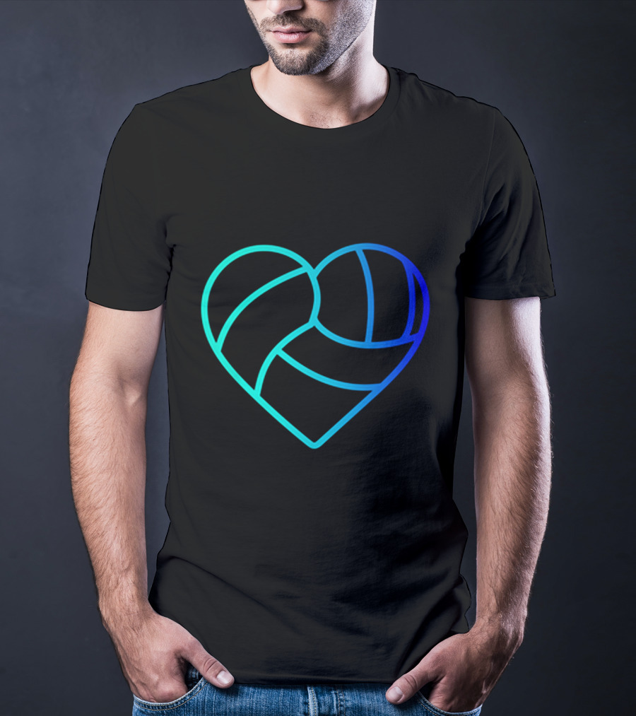 Heart Shaped Volleyball Love Gradient T-Shirt
