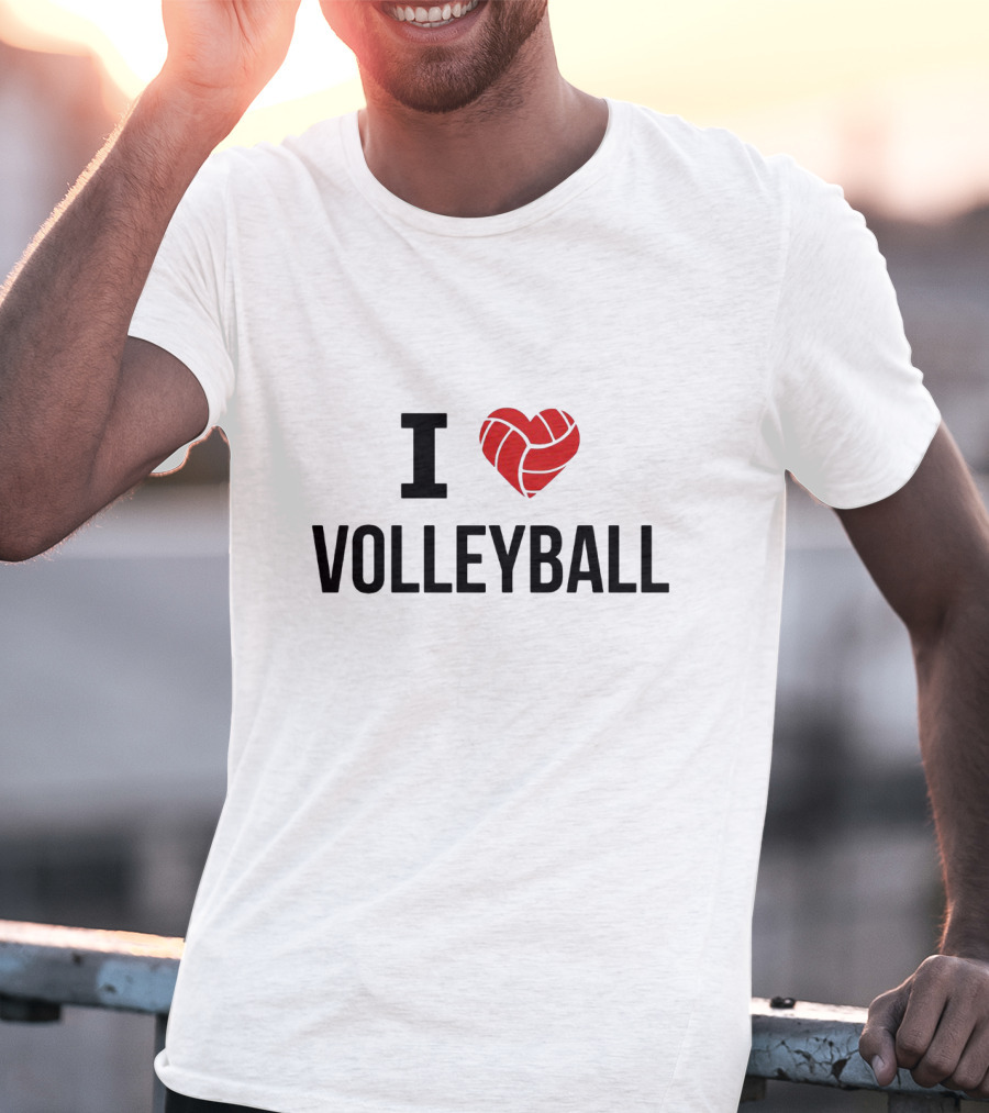 I Heart Volleyball With Red Volleyball Heart T-Shirt