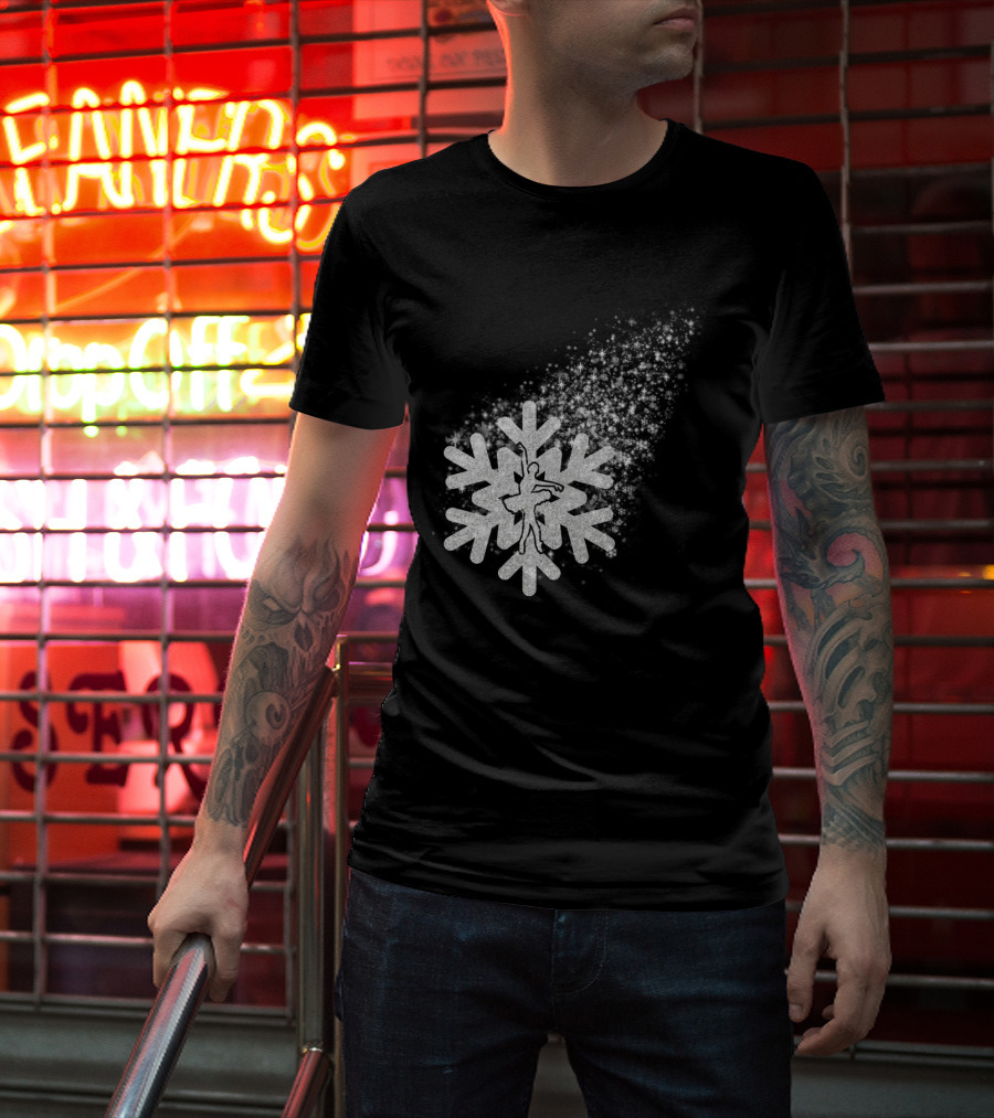 Ballet Dance Silhouette Inside Glittering Snowflake Burst T-Shirt