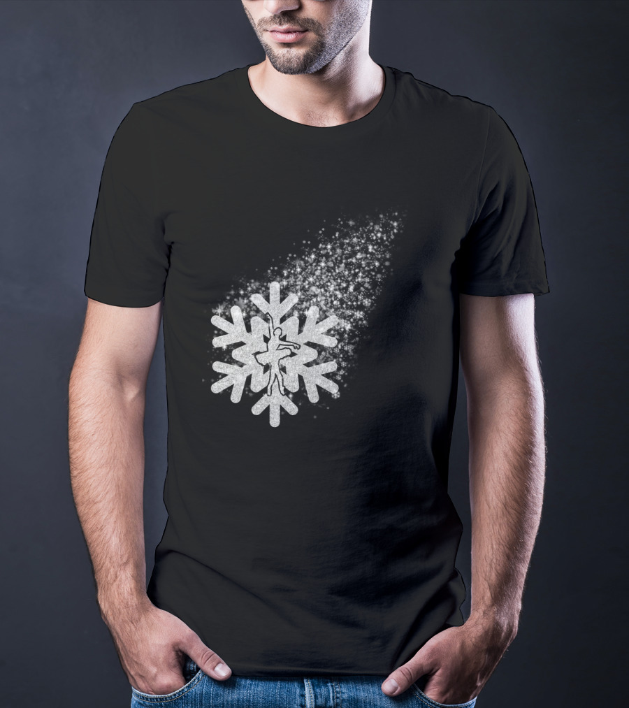 Ballet Dance Silhouette Inside Glittering Snowflake Burst T-Shirt