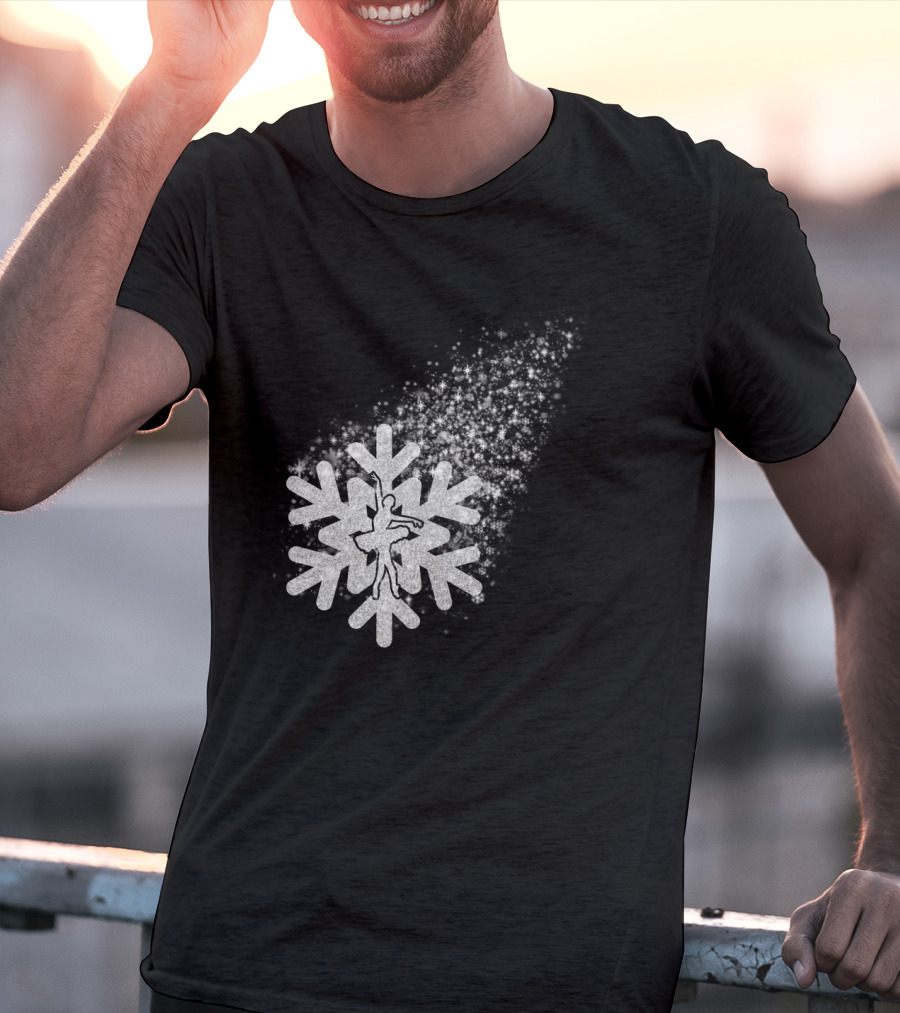 Ballet Dance Silhouette Inside Glittering Snowflake Burst T-Shirt