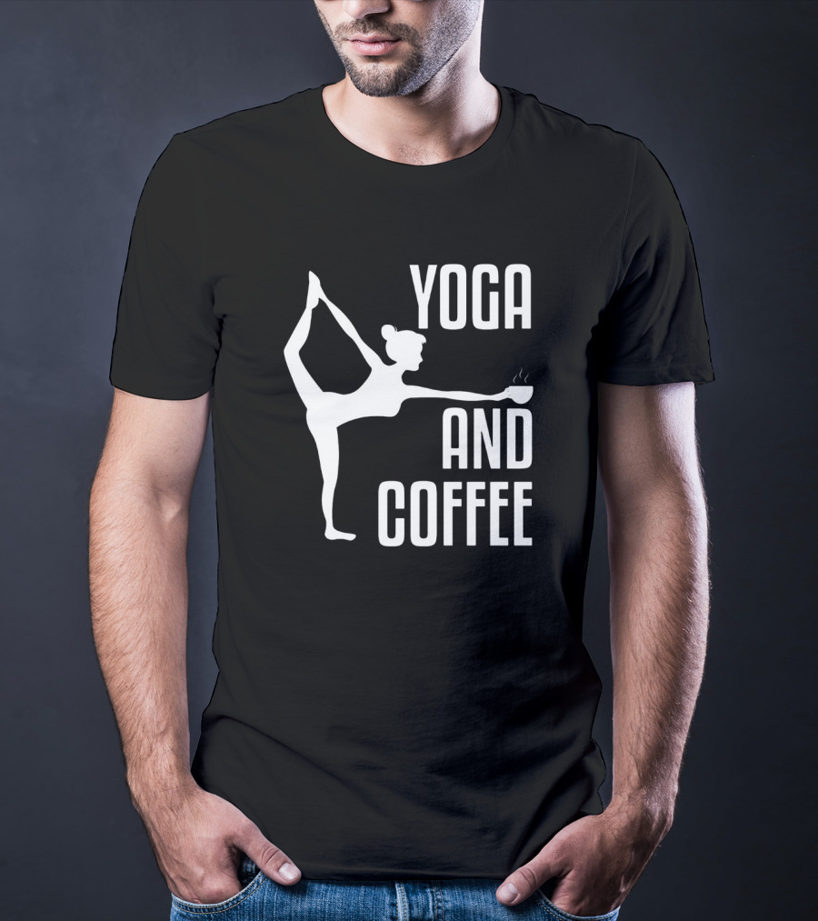 Yoga And Coffee Silhouette Pose With Hot Beverage In Hand T-Shirt