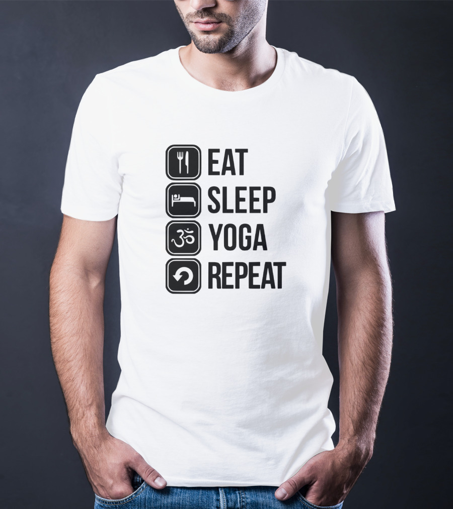Eat Sleep Yoga Repeat Om Symbol Icons Sequence T-Shirt