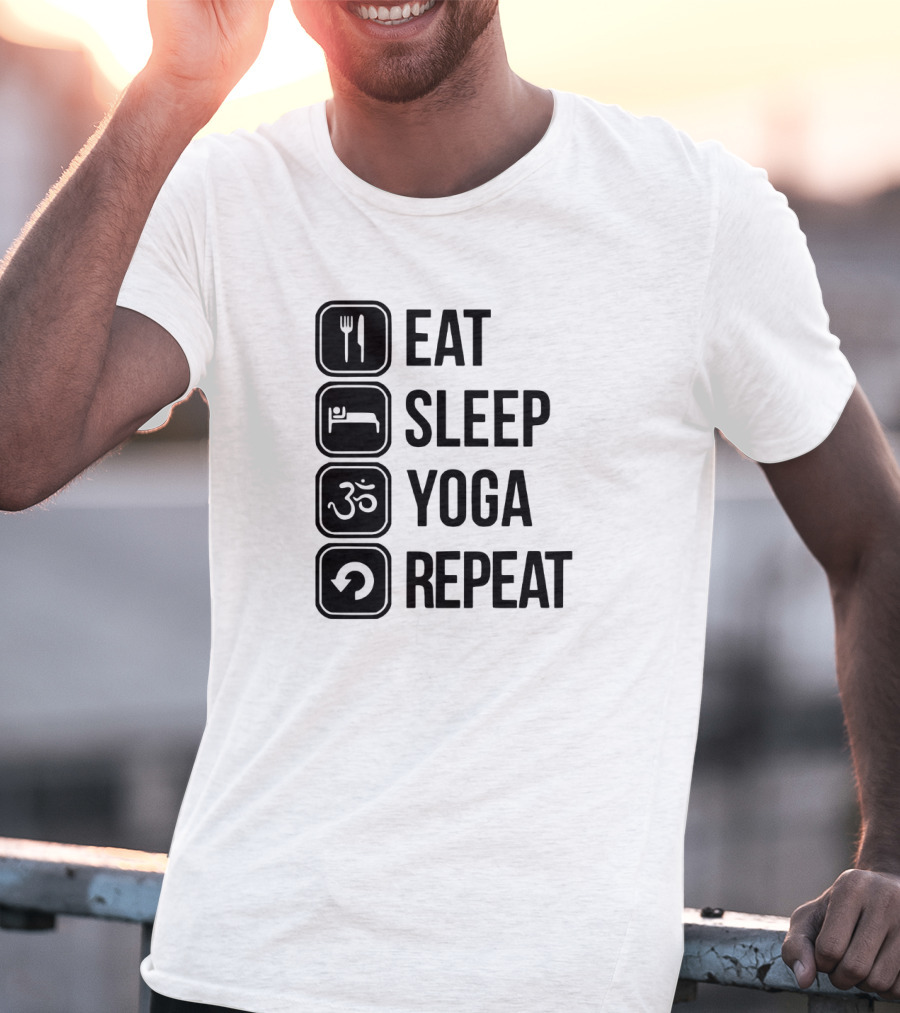 Eat Sleep Yoga Repeat Om Symbol Icons Sequence T-Shirt