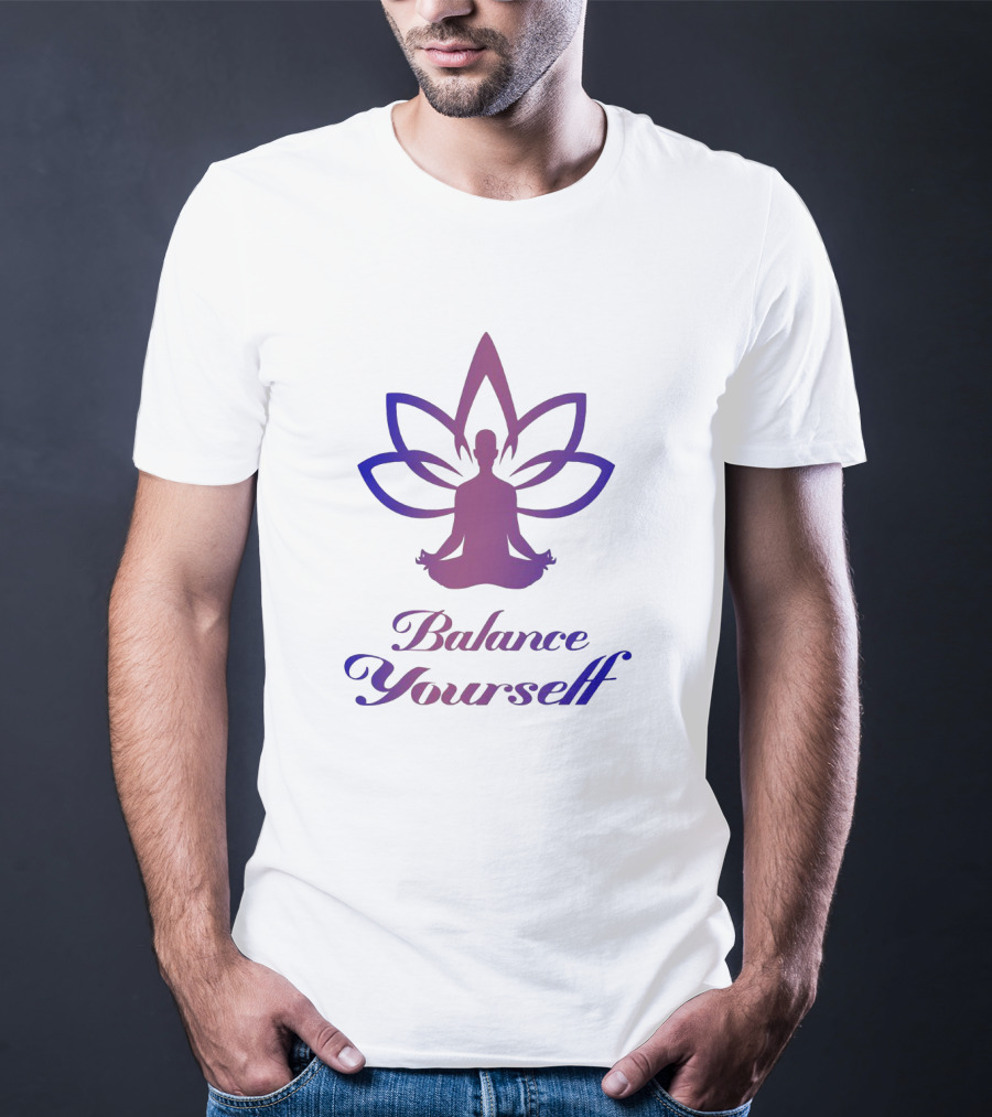 Balance Yourself Yoga Meditation Silhouette With Lotus Flower T-Shirt