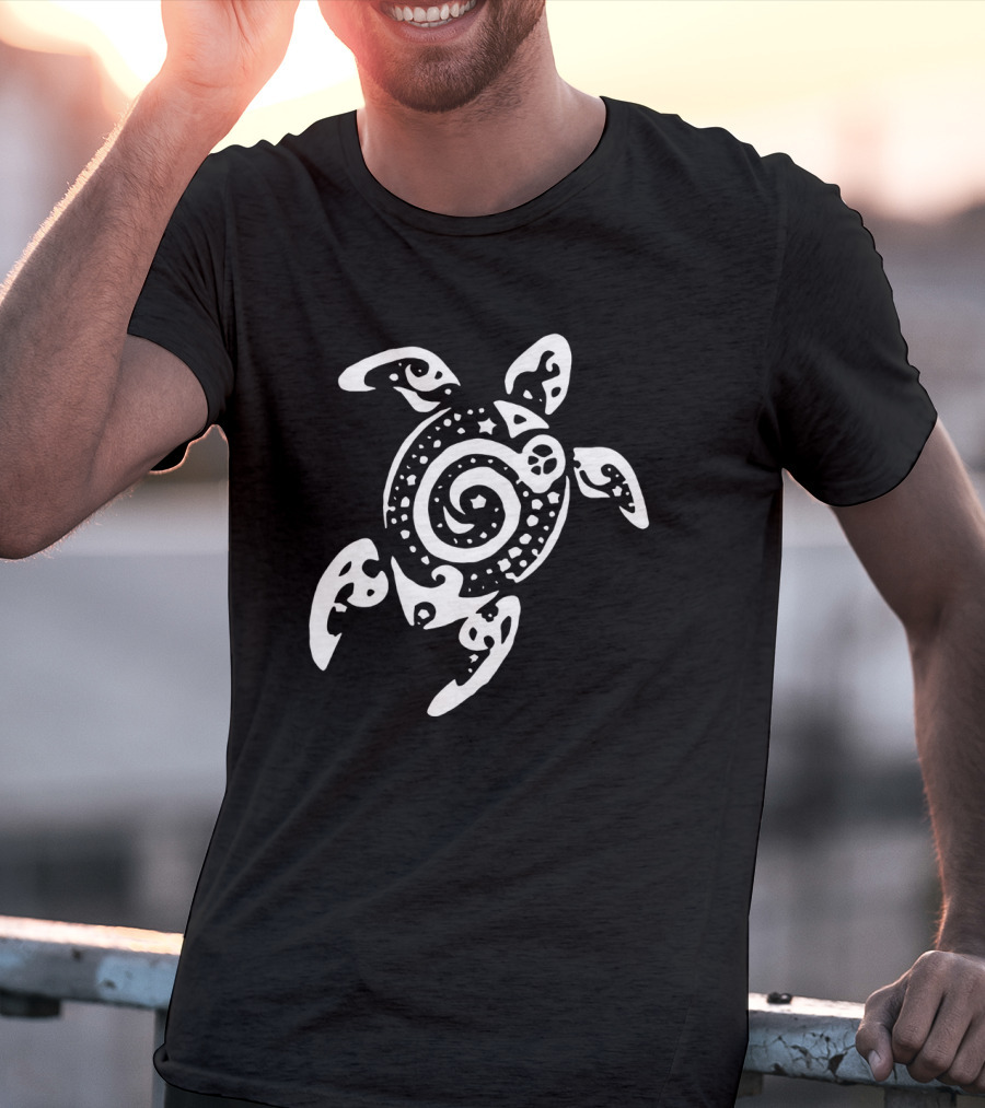 Intricate Spiral Tribal Sea Turtle T-Shirt