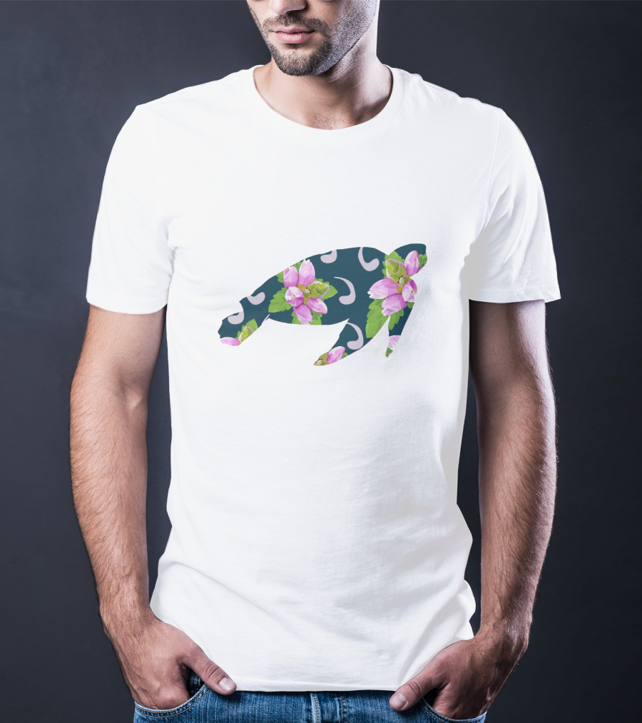 TurtleHead Floral Pattern With Pink Flowers T-Shirt