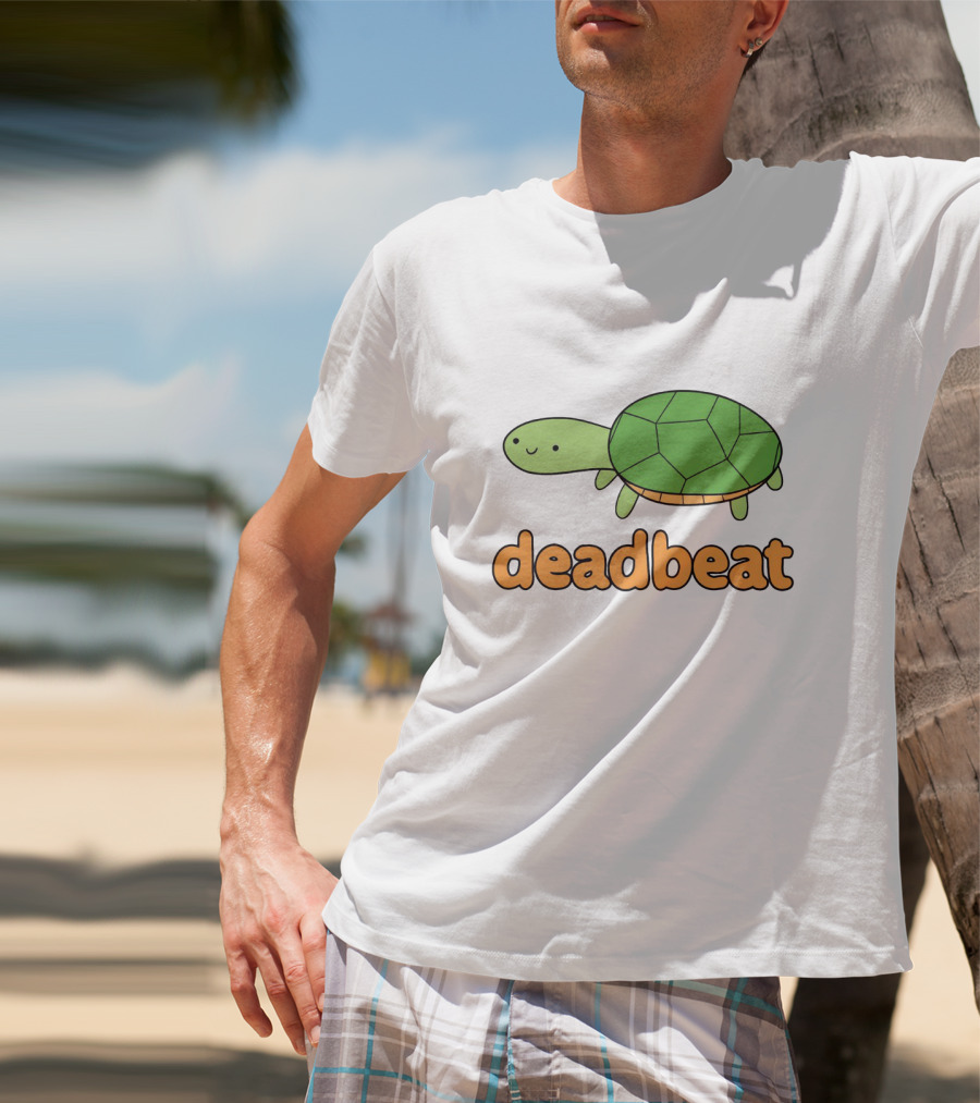 Deadbeat Turtle Cartoon Graphic With Green Shell And Smiling Expression T-Shirt