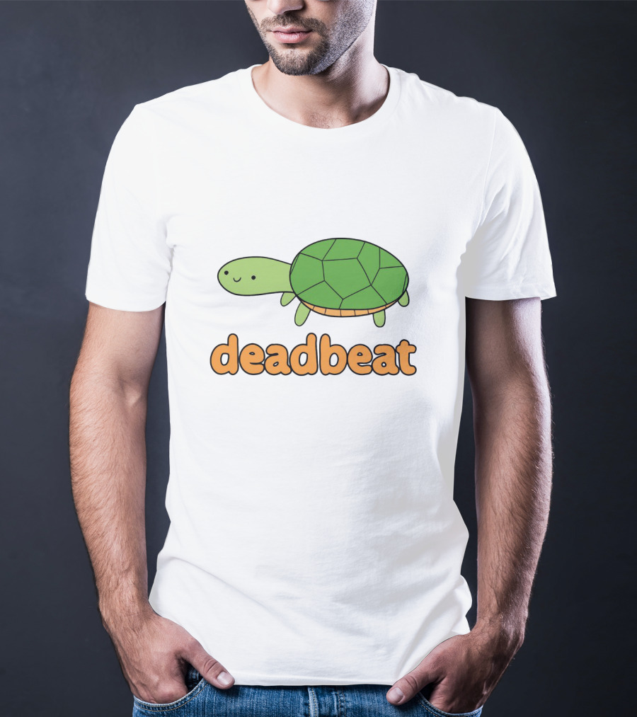 Deadbeat Turtle Cartoon Graphic With Green Shell And Smiling Expression T-Shirt