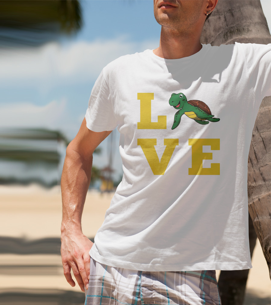 LOVE Turtles Funny Kids Sea Drawing Playful T-Shirt