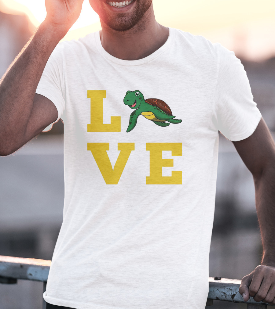LOVE Turtles Funny Kids Sea Drawing Playful T-Shirt