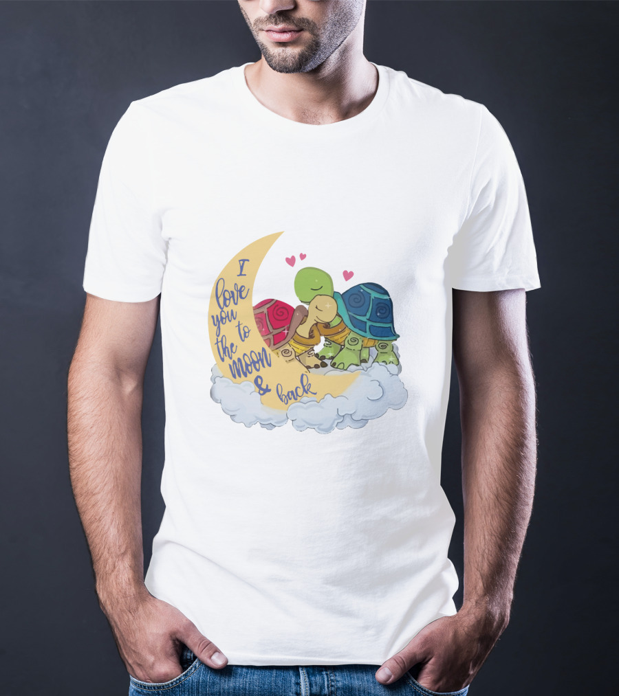 I Love You To The Moon And Back Turtle Trio With Hearts On Cloud T-Shirt