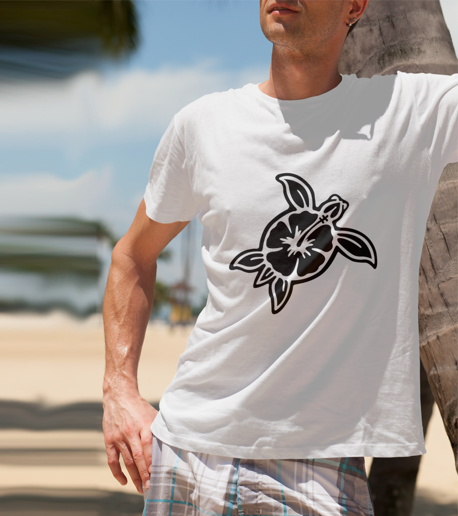 Hibiscus Flower Turtle T-Shirt