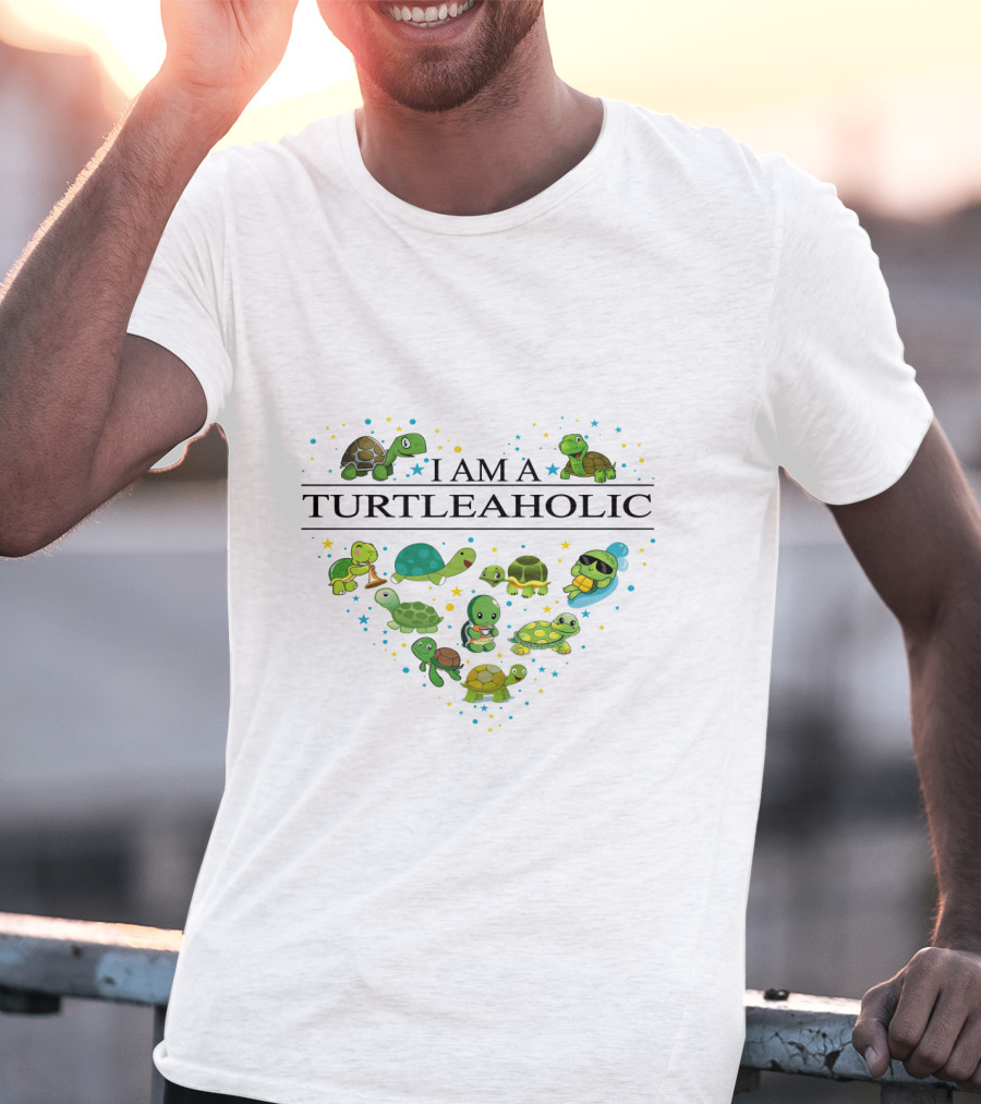 I Am A Turtleaholic Heart-Shaped Turtle Cartoon Collection T-Shirt