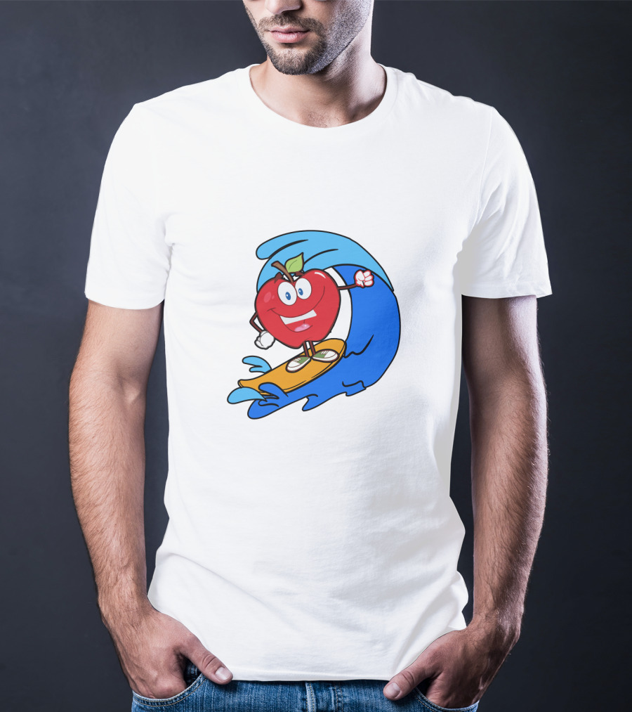 Apple Riding Surf Waves On A Board T-Shirt