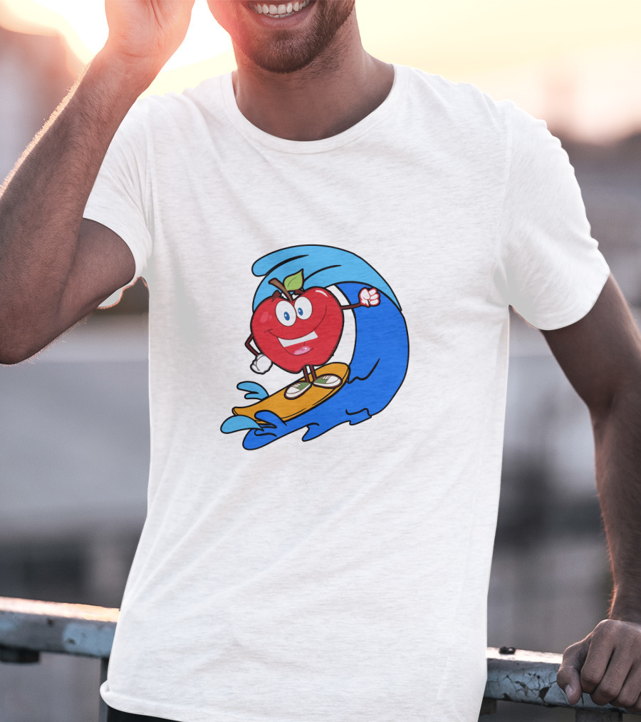 Apple Riding Surf Waves On A Board T-Shirt