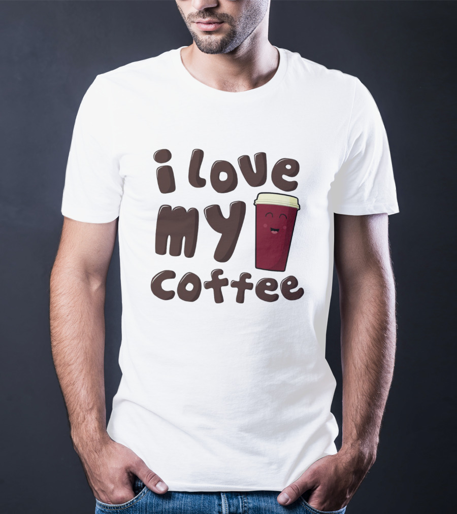 I Love My Coffee Cup Smile Emoticon T-Shirt