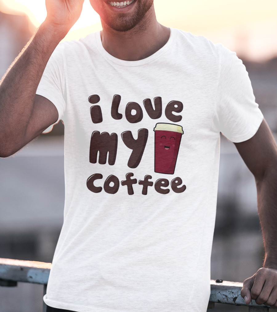 I Love My Coffee Cup Smile Emoticon T-Shirt