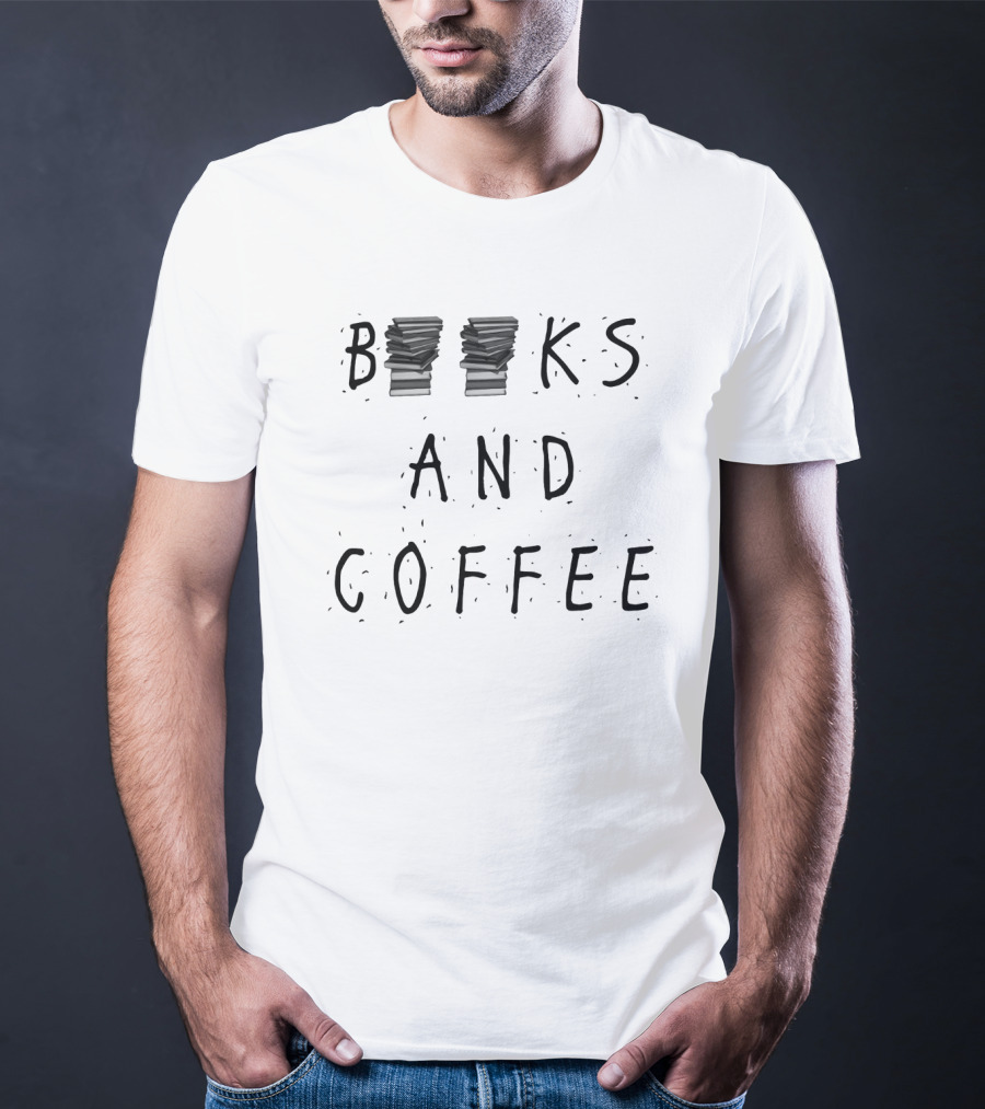 Books And Coffee Stacked Piles Cozy Aesthetic T-Shirt