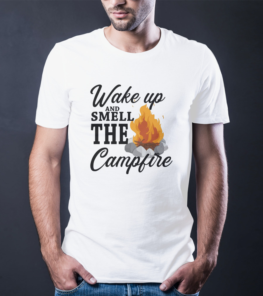 Wake Up And Smell The Campfire With Vibrant Flames And Rocks T-Shirt