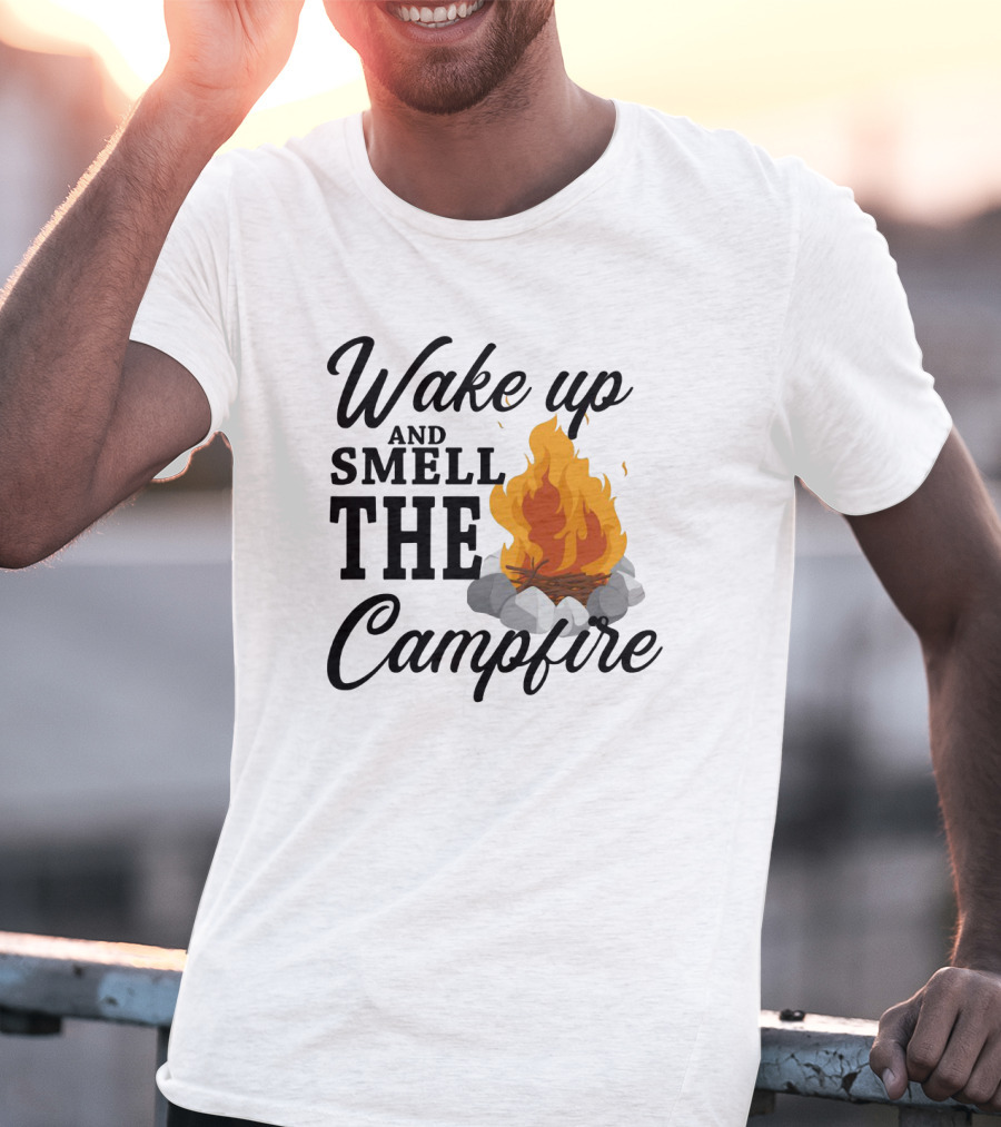 Wake Up And Smell The Campfire With Vibrant Flames And Rocks T-Shirt