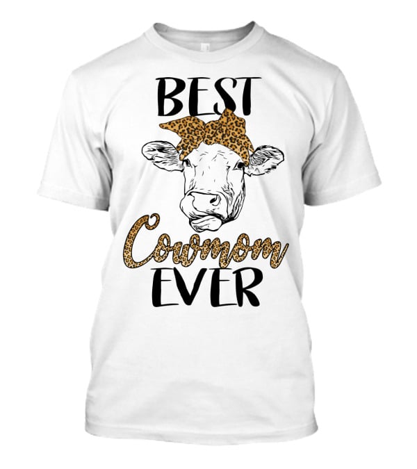 Best Cowmom Ever Leopard Bandana Cow T-Shirt